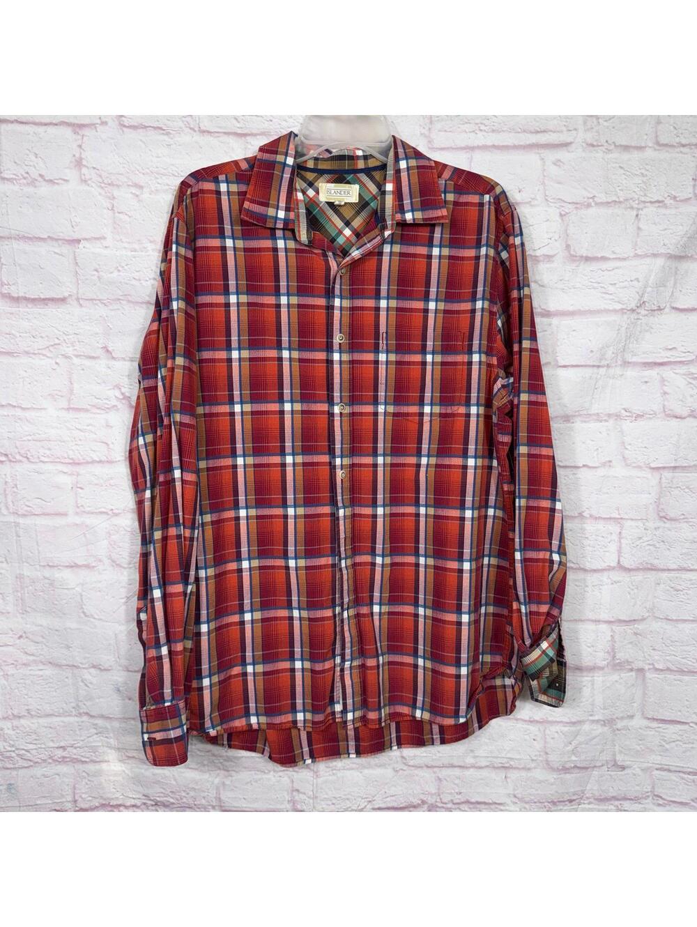 Islander Men's Plaid Long Sleeve Shirt - Size L